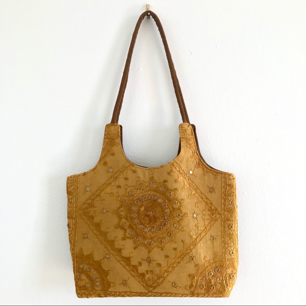 Vintage Embroidered Boho Hippie Tote Bag